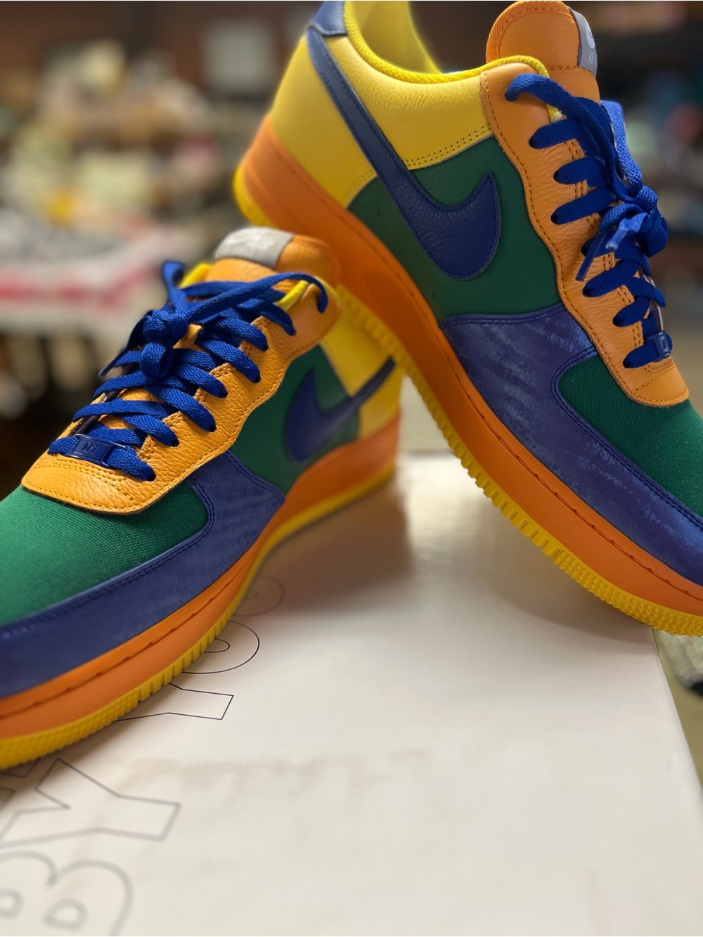 Multicolor Men’s Nike Custom Air Force 1 Sneakers - Green/Blue/Orange/Yellow